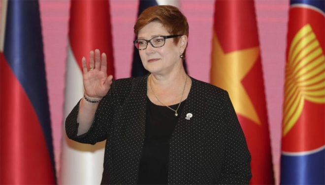 Bộ trưởng Ngoại giao Australia Marise Payne tại một cuộc họp với các đối tác ASEAN.